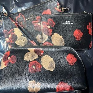 Coach Black and Red Floral bundle